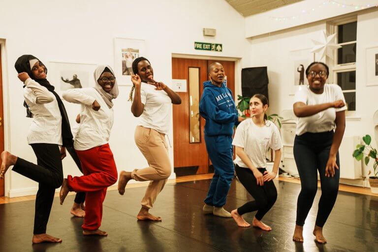 A group of mixed ages dancing