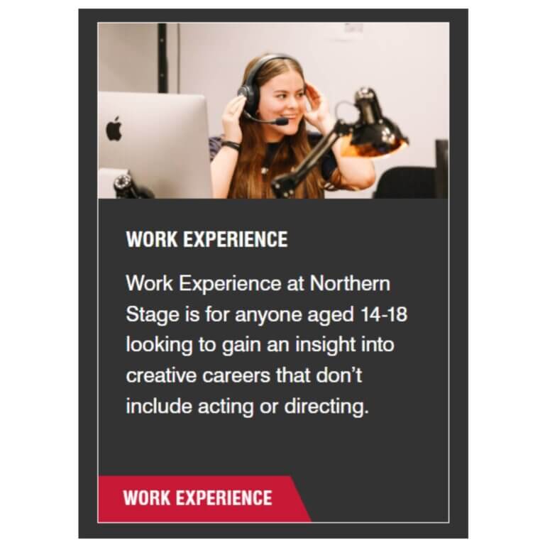Work Experience flyer for the Northern Stage